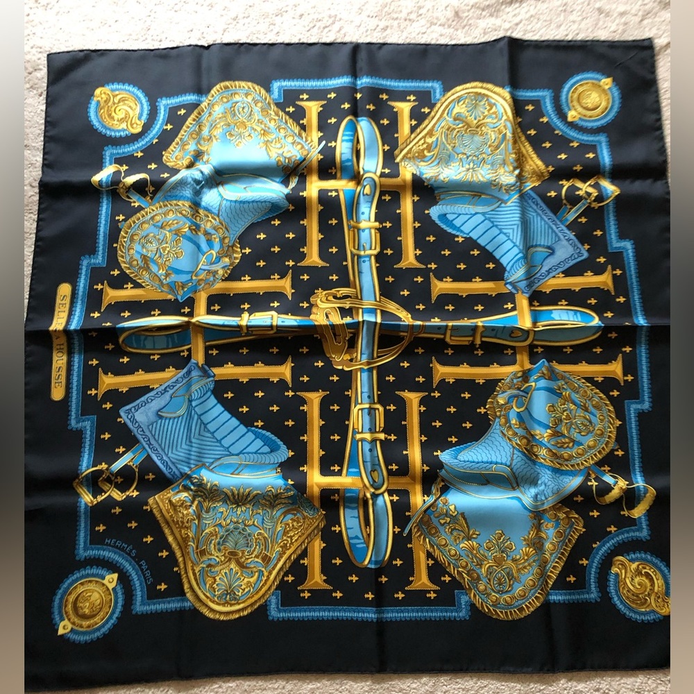Vintage Hermes selles a housse scarf